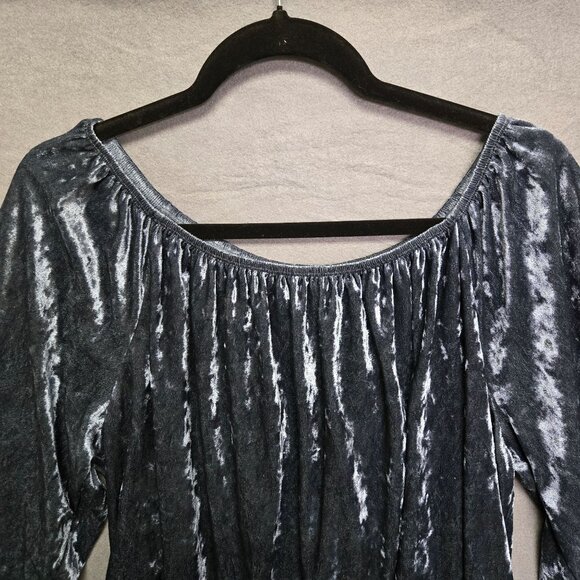 Valerie Stevens 2X Crushed Velvet Whimsigoth Boho Off-Shoulder Blouse Bell Sleev - Picture 9 of 10